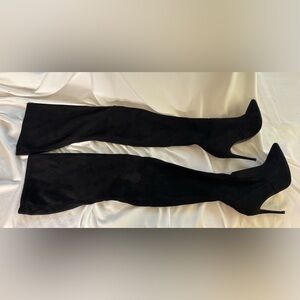 Elegant Black Stiletto Thigh High Boots